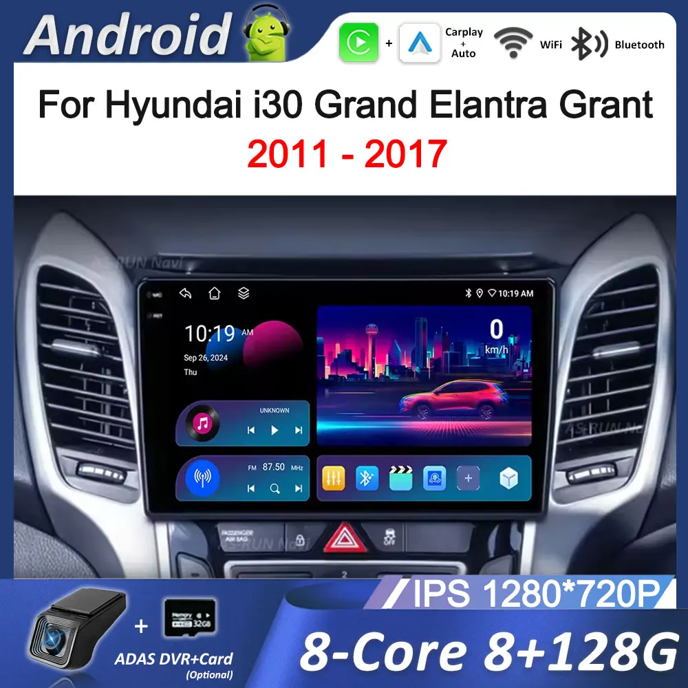 

Android 14 for Hyundai i30 Grand Elantra Grant 2011 - 2017 GPS Navi BT Car Radio Video Multimedia Player WiFi 4G DSP Stereo