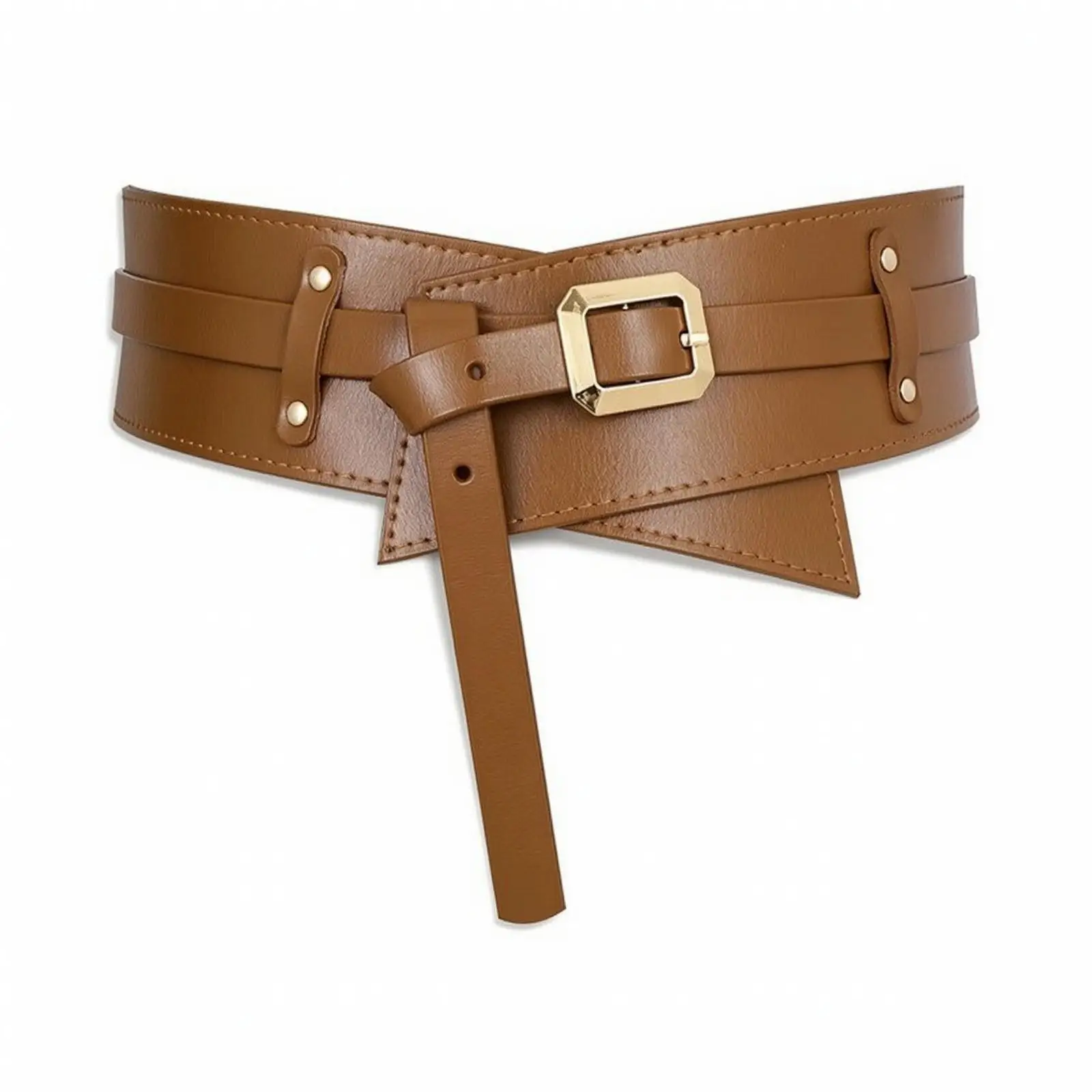 Belt with Removable Strap Authentic Leather Waist Waist Defining Double Layer