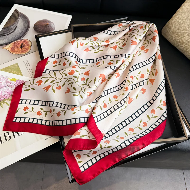 

2026 Luxury Printing Silk Square Scarf Women Neck Hair Tie Band Beach Hijab Kerchief Head Headbands Bandana Female Foulard 70cm