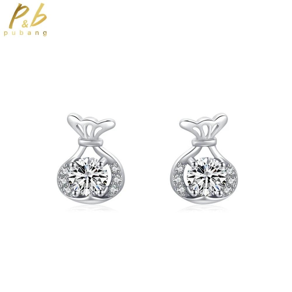 

PuBang Fine Jewelry 925 Sterling Silver VVS Gem High Carbon Diamond Cocktail Stud Earrings for Women Wedding Gifts Drop Shipping