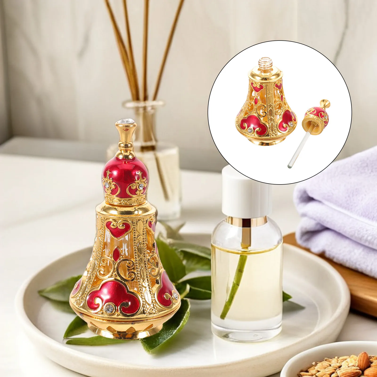 Vintage Style 125Ml Refillable Glass Perfume Bottle Middle Eastern Retro Pattern Decorative Essential Oil Storage Bottle