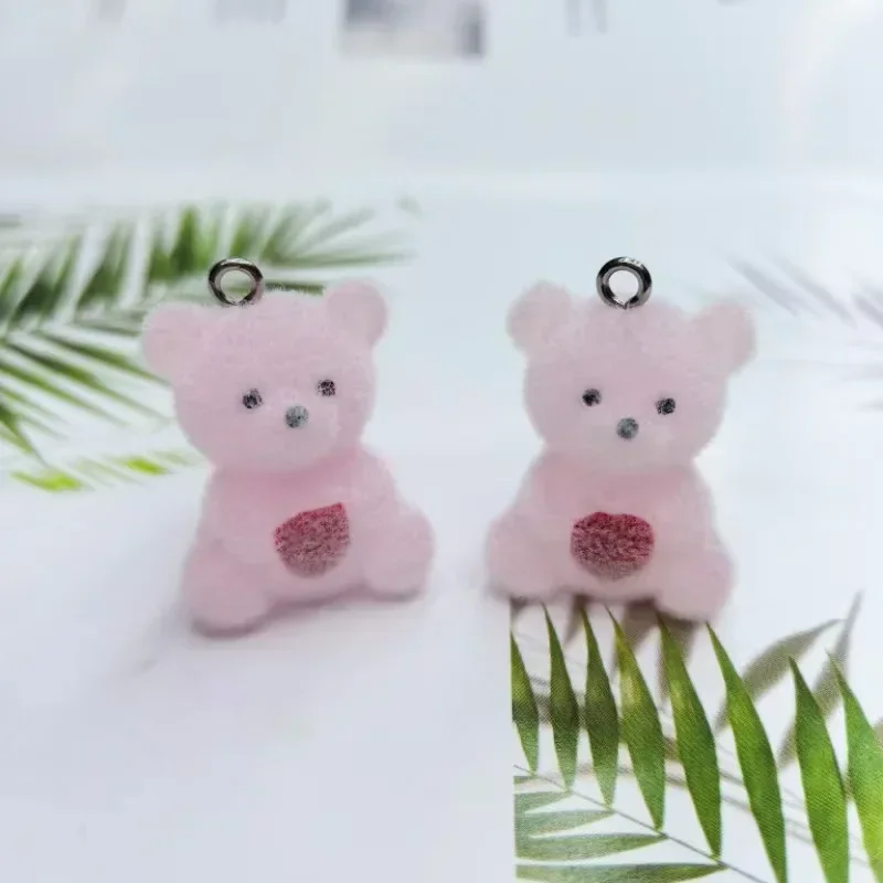 10Pcs/Lot Cross-border Flocking Resin Originality Caring Bear DIY for Bag Jewelry Keychains Car Knick-knacks Micro-landscape