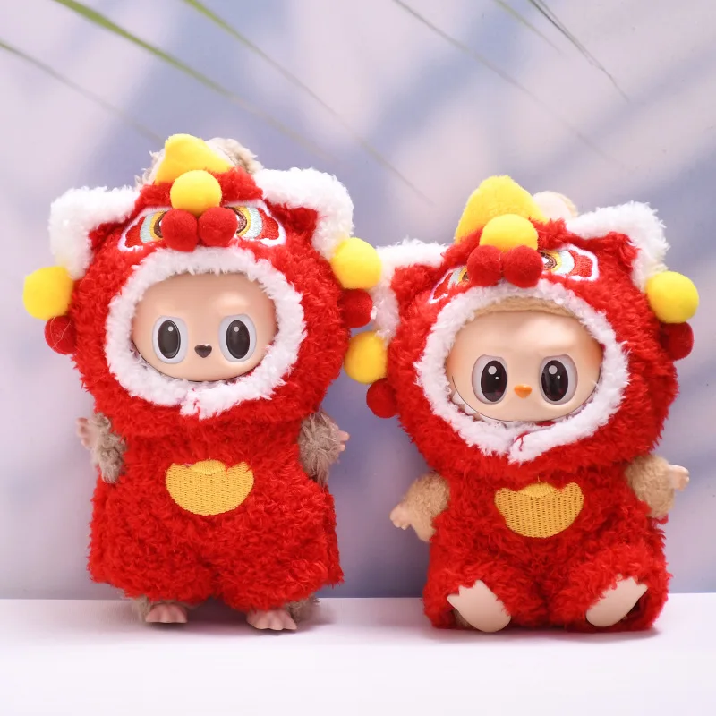 

For V1 V2 V3 Labubu Pendant Doll Clothes Christmas Costumes Plush Lion Costume Set Labubu Dress-Up Doll Outfits Doll Accessories