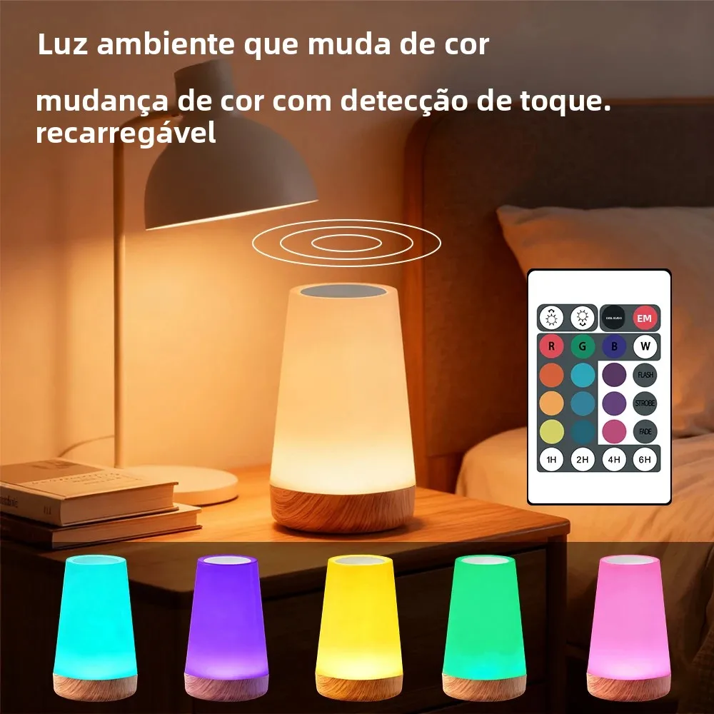 13 Color LED Changing Night Light Remote Control Touch USB Rechargeable RGB Night Lamp Dimmable Lamp Portable Table Bedside Lamp
