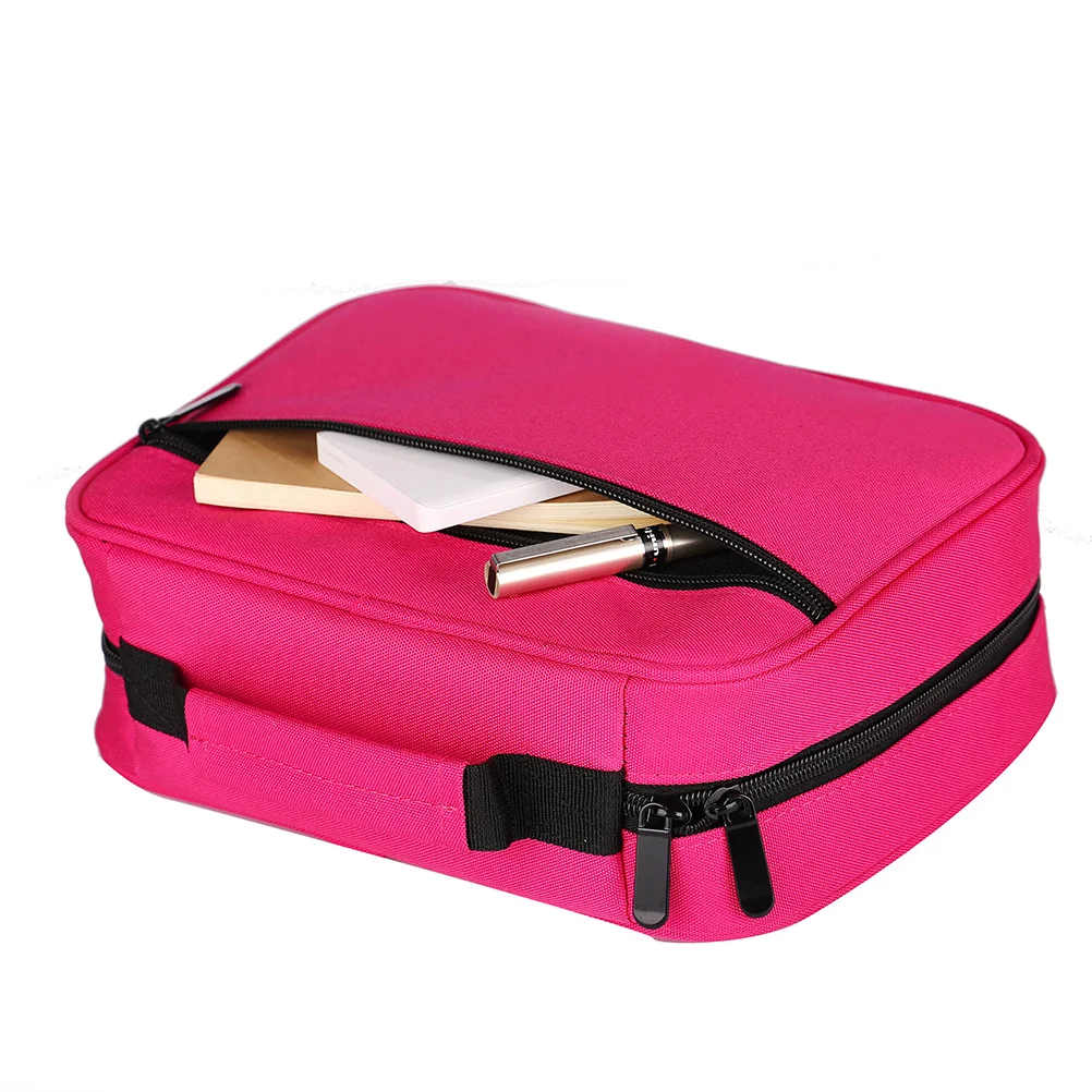 

1Pcs Stationery Bag Spacious 40-Slot Layout Portable Handle Sturdy Oxford Cloth Smooth Zipping Closure for Markers Pencils Art