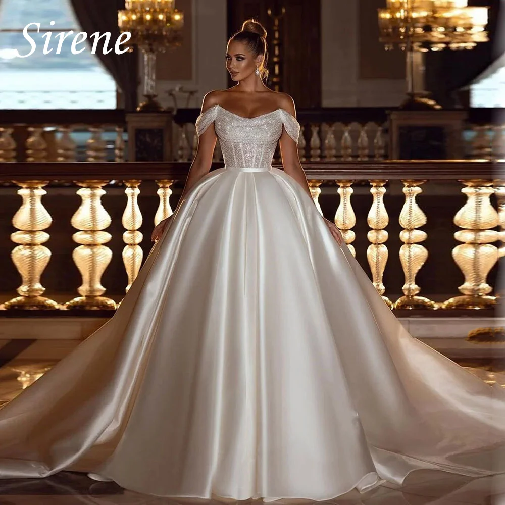 Sirene Sweetheart Off The Shoulder Wedding Dress For Women 2024 Backless Sweep Train Lace Appliques A Line Vestido De Novia