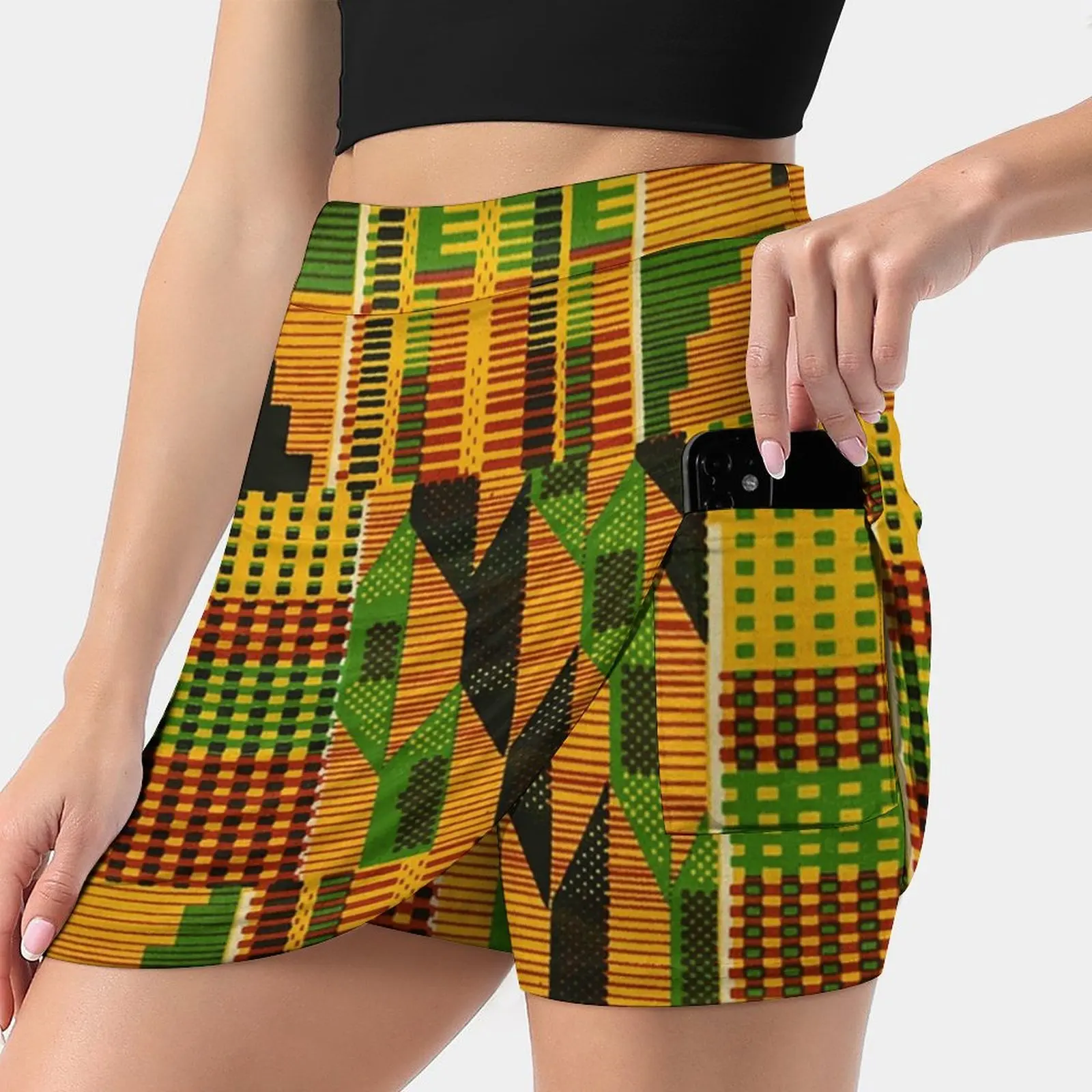 Kente Cloth Design Edition Women Tennis Skirts Golf Badminton Pantskirt Sports Phone Pocket Skort African African African