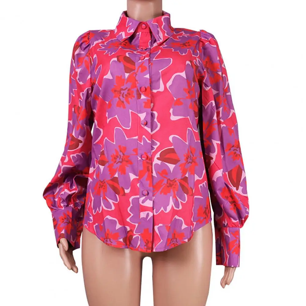 

Puff Long Sleeve Shirt Tops Women Puff Sleeves Shirt Floral Puff Sleeve Blouses for Women Chic Single-breasted Workwear Tops