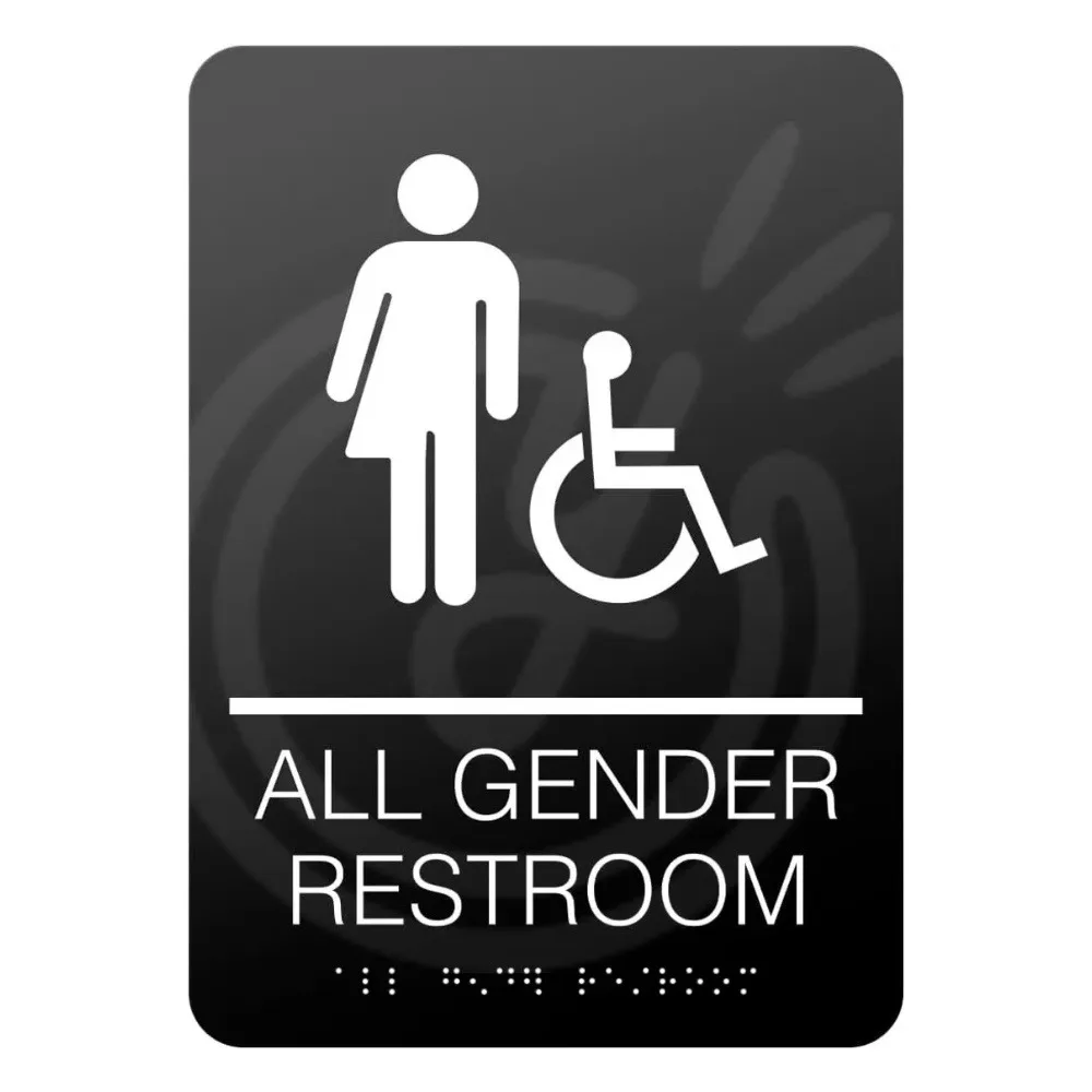 カスタムADA準拠点字サイン、ハンディキャップ対応トイレサイン、家族向けADAトイレ（点字と触覚シンボル付き）