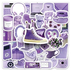 10/30/50pcs Cute Cartoon Purple Stickers Aesthetic Ins Style Decals Toys DIY Decoration Skateboard Phone Fridge Guitar Kids Gift