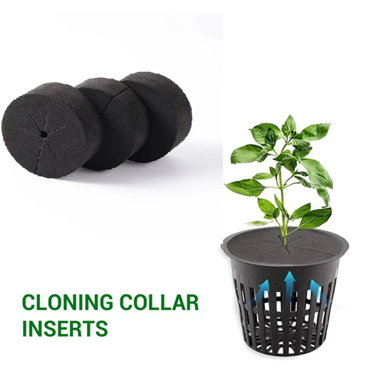 140Pcs Garden Clone Collars Neoprene Inserts Sponge Block for 2 Inch Net Pots Hydroponics Systems and Plants Root Sponge