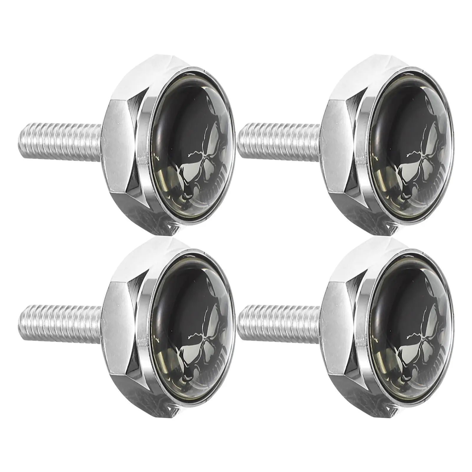 

License Plate Screws Car Mounting Kit Stainless Steel Rubber Silver Skull Head Universal Anti Theft Seal Screw