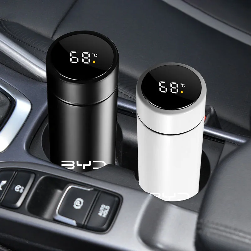 500ml Car Smart Thermos Bottle With Temperature Display Coffee Cup For BYD F3 S6 F0 Tang I3 S7 G3 E5 E2 E1 E3 E9 D1 S8 E6 L3 M6