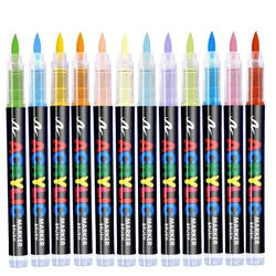 16 Colors Straight liquid Acrylic Paint Pen for Rock Painting Stone Ceramic Glass Tire Fabric Brush Tip White Marker Gold Silver