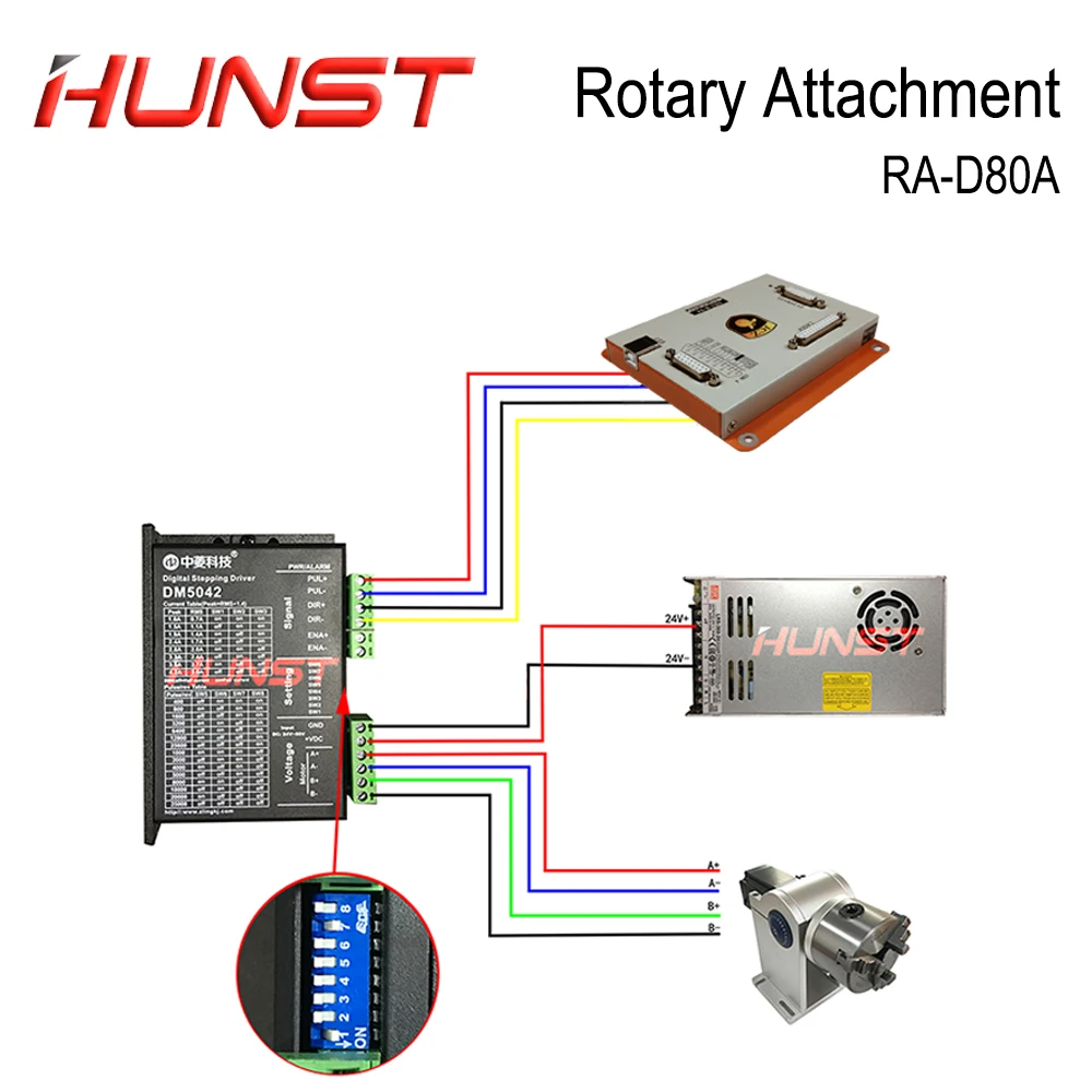 HUNST Rotary Attachment Diameter 80mm Device Fixture Gripper Three Chuck Rotary Worktable for Laser Marking Parts Machine