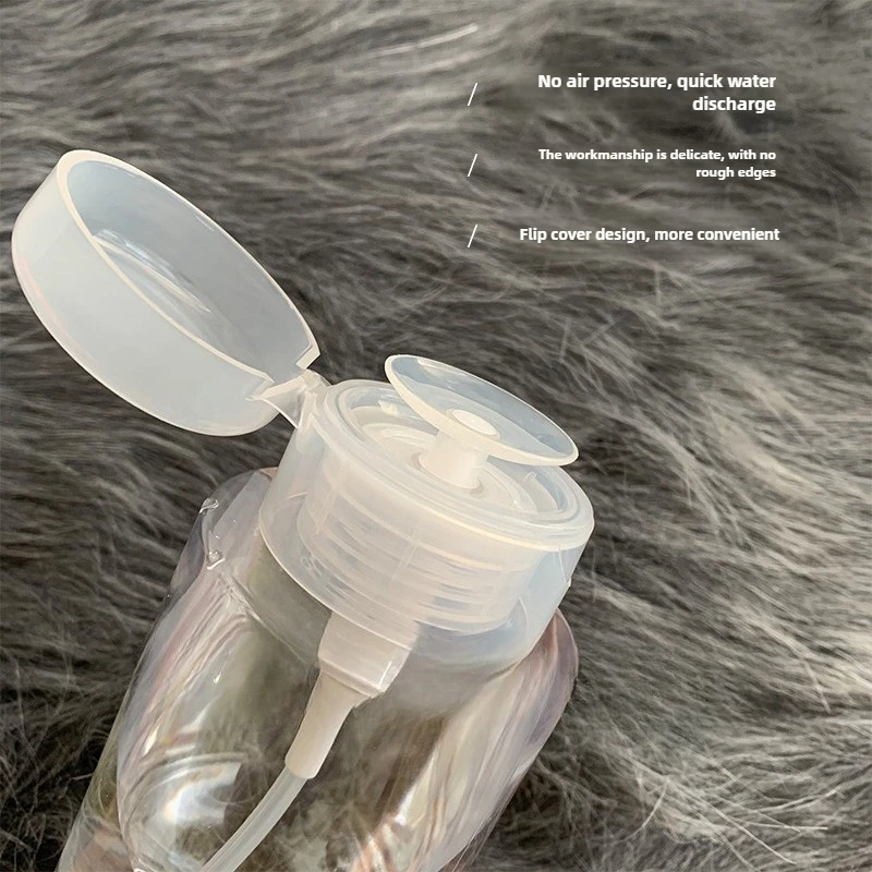 Nail Polish Remover Pump Bottle with Alcohol for Nail Cleaning and Removal, Large Capacity Transparent Empty Bottle Tool