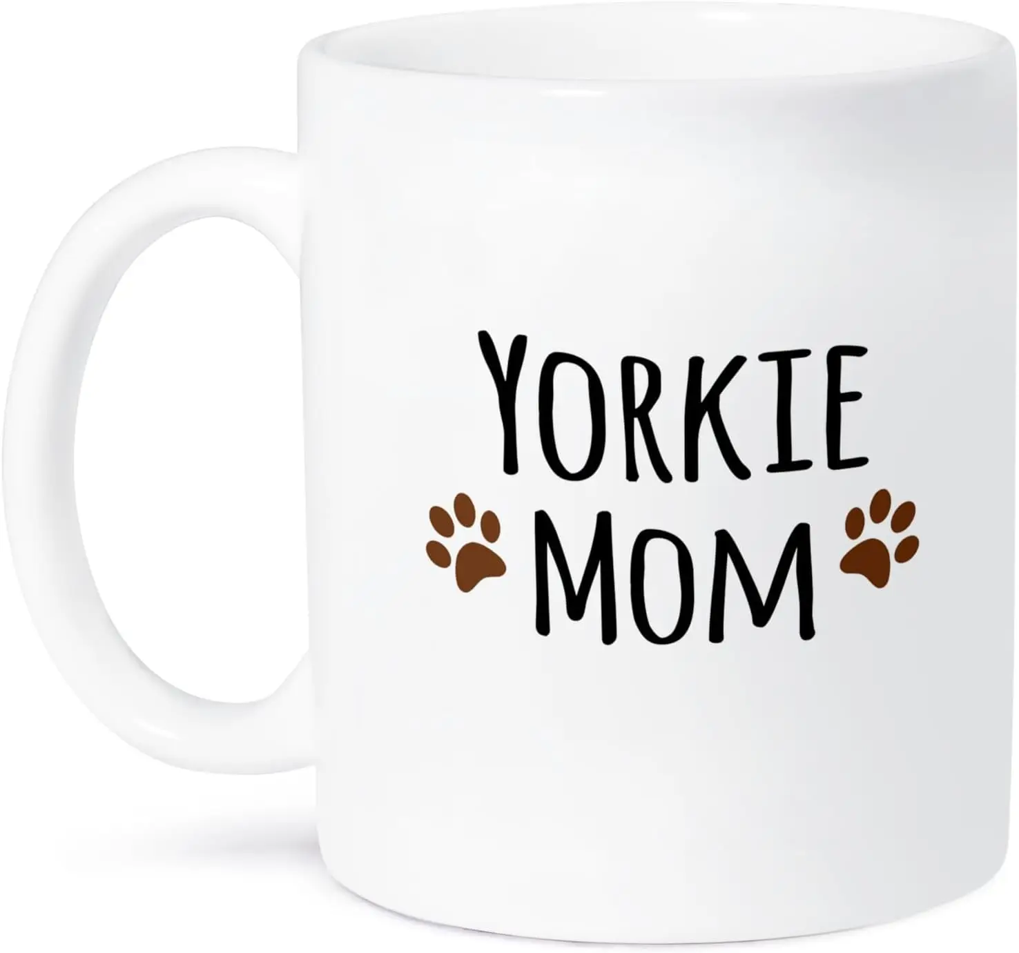 Yorkie Dog Mom Yorkshire Terrier Doggie by Breed Doggy Lover Brown Paw Prints Mama Pet Owner Ceramic Mug cup