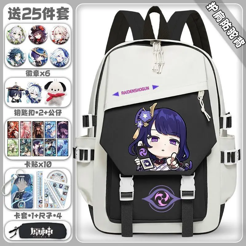 Genshin Impact Collaboration Junior High Elementary School Students Grade 3 To 6 Large Capacity Lightweight Unisex Double Ani