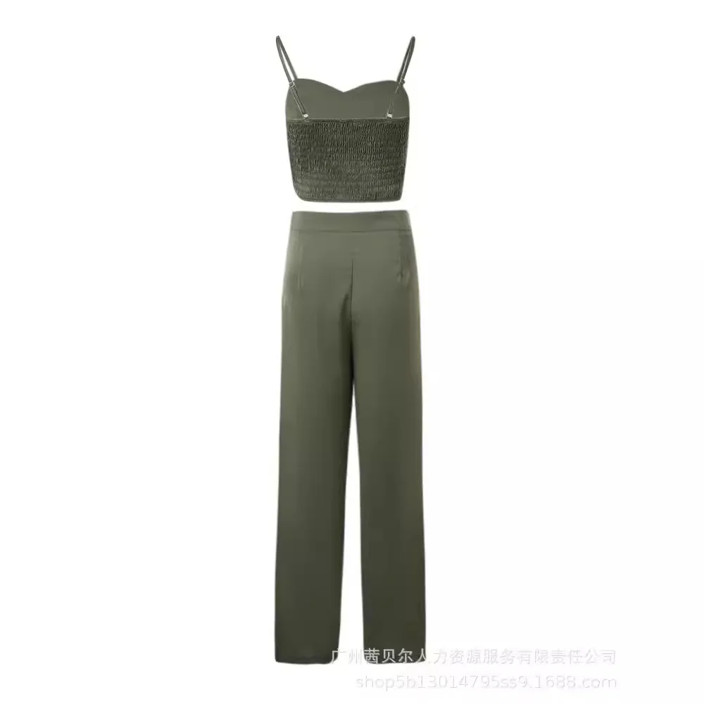 Crop Cami Top & geraffte Tasche Design Hosen Set Frauen zweiteilig Set Trainings anzug elegante Streetwear Crop Tops y2k passende Sets