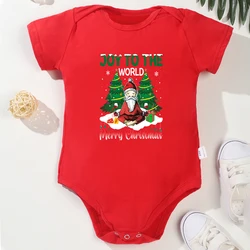 Merry Christmas Red Baby Onesie Cotton Cozy Xmas Eve Newborn Boy Girl Clothes Pajamas Funny Cartoon Infant Bodysuits O-neck