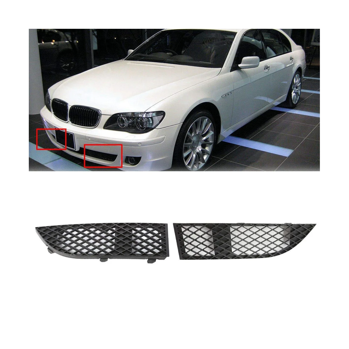 Bumper Grille Mesh Cover, automotivo para E65, E66, 7 Series, 51117135564, 51117135563