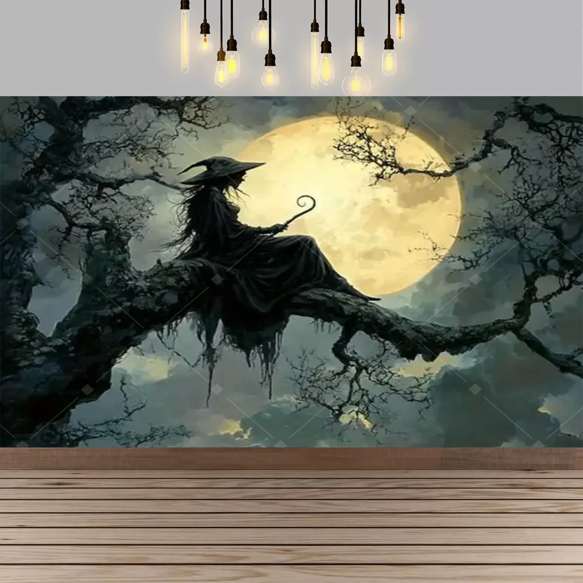 Halloween Gothic Vampire Medieval Castle Witch Moonlight Bat Background Halloween Party Decoration Backdrop Photo Props.