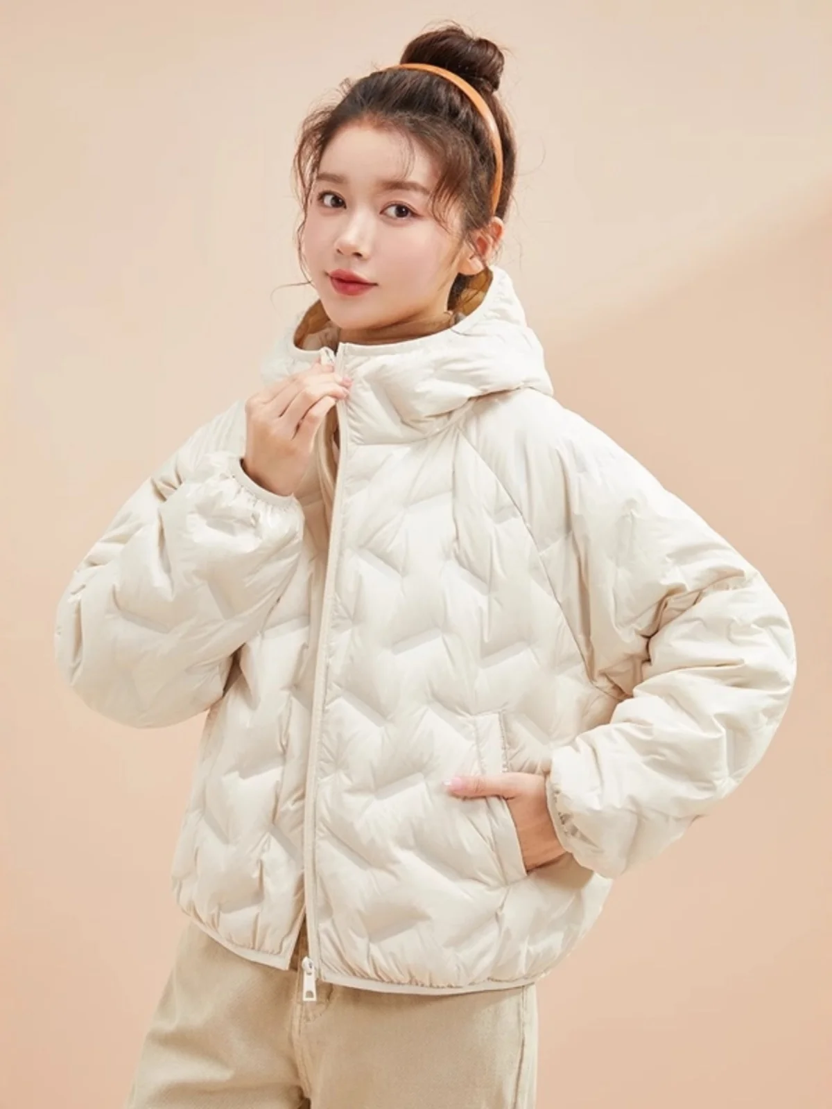 

Lightweight ort Puffer Jaet Women's 2025 New Faion Simple Chic Wind Coat Hooded Autumn Winter Outerwear Korean Sle St...