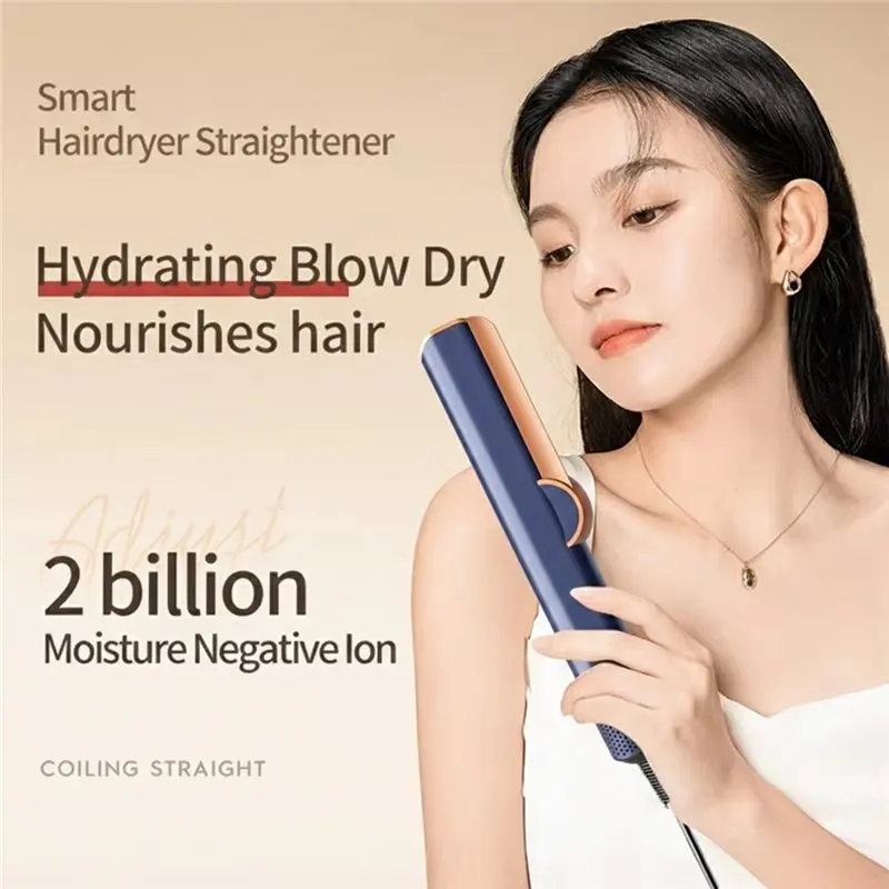 NEW!A61I Travel Home 2-In-1 Hair Dryer And Flat Iron Dual Heat Negative Hair Styler For Quick Drying And Straightening EU EU