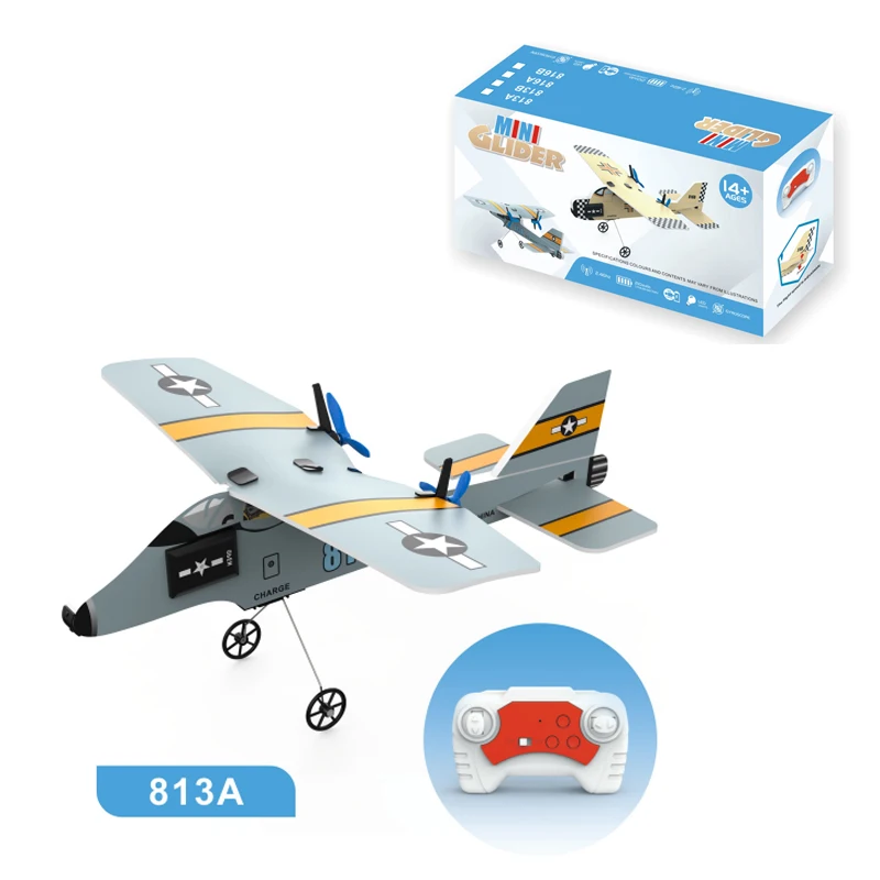 New HF813 2.4G RC Mini Single Wing Glider Airplane Model Bottom with Lights Remote Control Children's Boy Toy