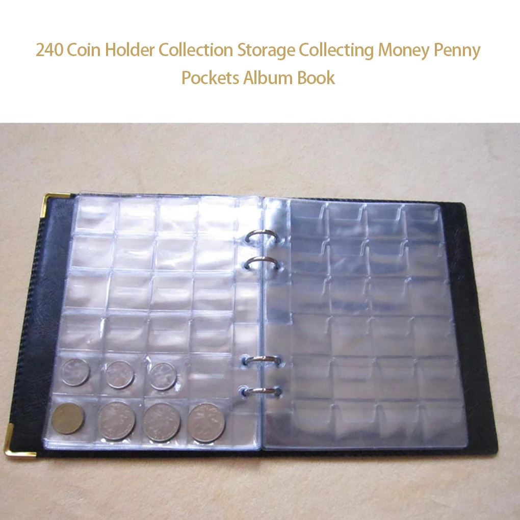 480 Pockets Coins Collection Album Books Organizer Anniversary Cards Storage Bag Holder Albums Household Office Dormitory