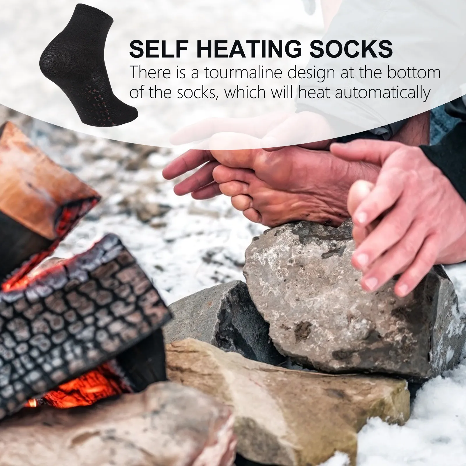 

2 пары зимних носков с магнитным самонагревающимся эффектом, теплые, дышащие, для улучшения кровообращения при холоде