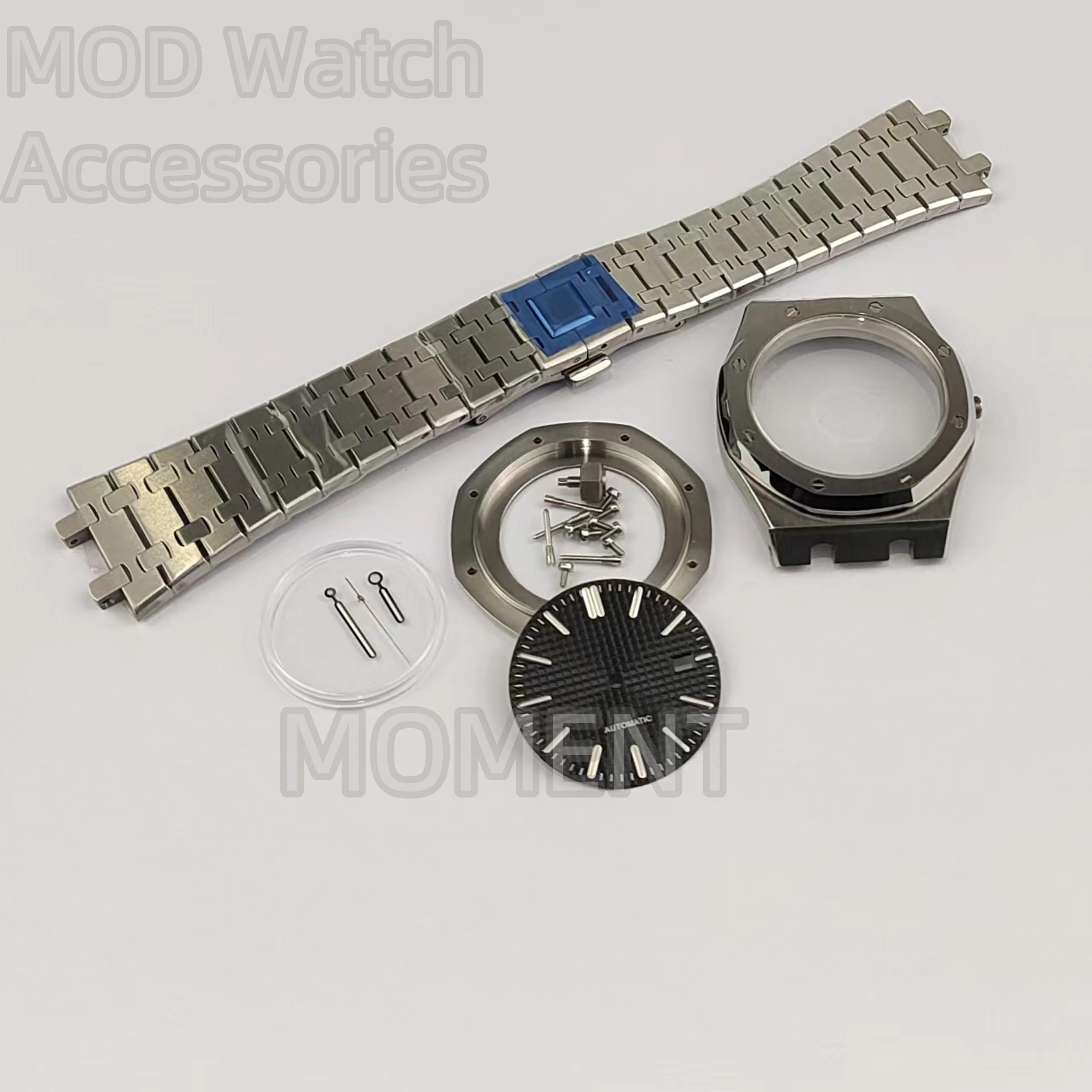 

41mm NH35 Case 316L Stainless Steel Bracelet Sapphire Glass 100m Waterproof mod 31.8mm dial for Royal oak Repair Watch Hands