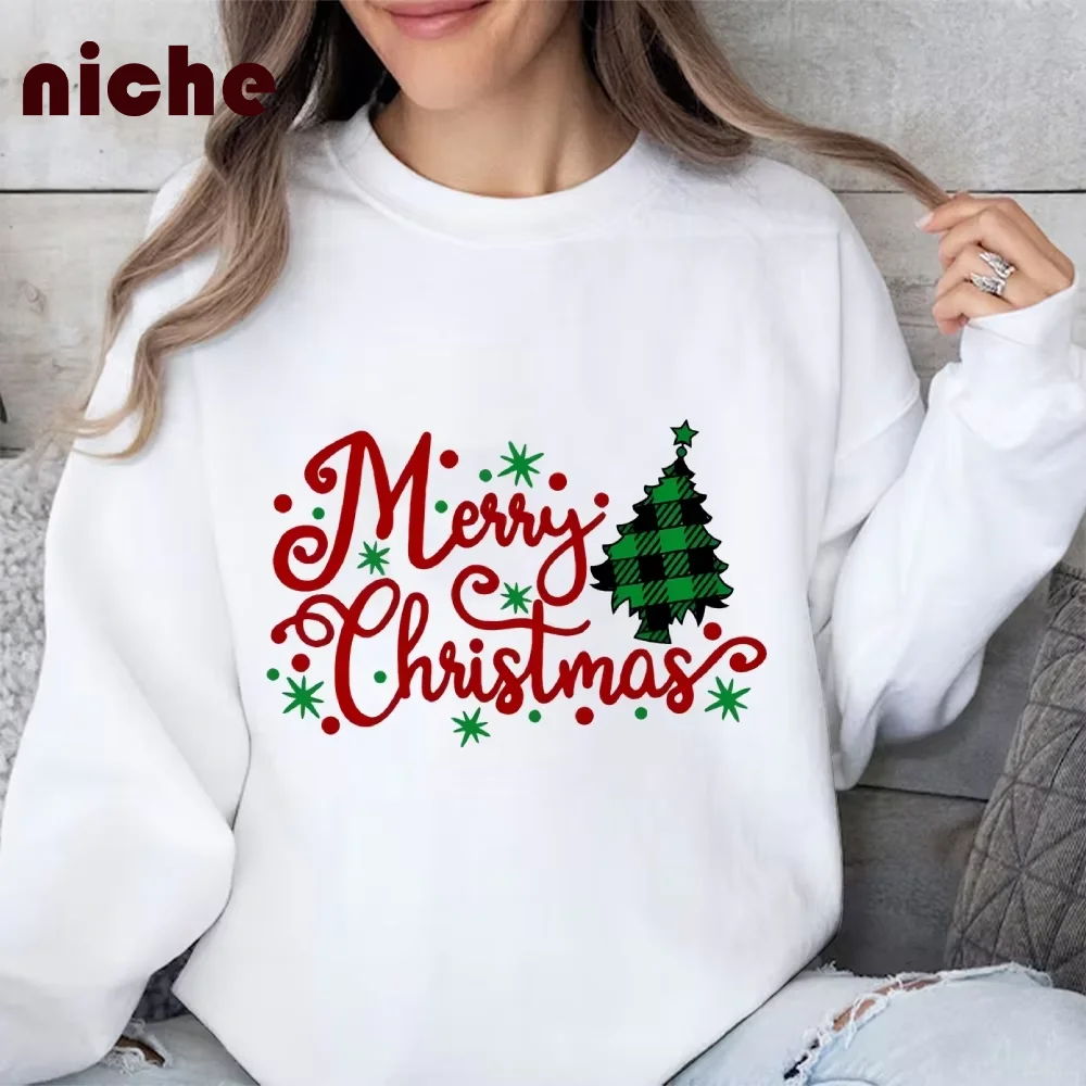 

Ladies Crew Neck Sweater Christmas Style Graphic Printing High Quality Soft Pure Cotton Fabric Trendy New Sweatshirt Hoodie