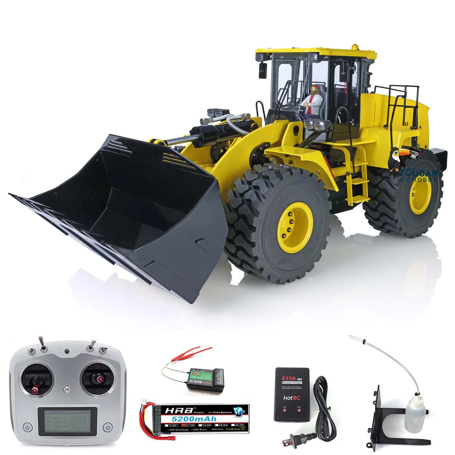 In Stock 1/14 Metal Hydraulic RC Loader ESC Motor Light Sound System Battery Assembled Painted Remote Control Car Model