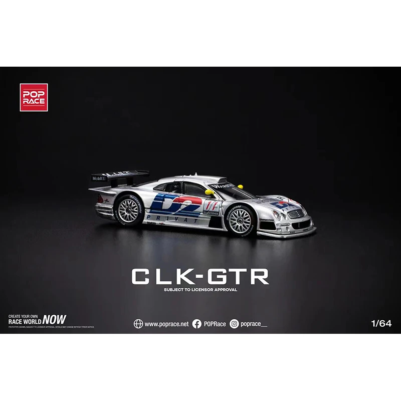 PreSale POP Race 1:64 CLK GTR C297 D2 Privat Diecast Diorama Model Collection Miniature Carros Toys