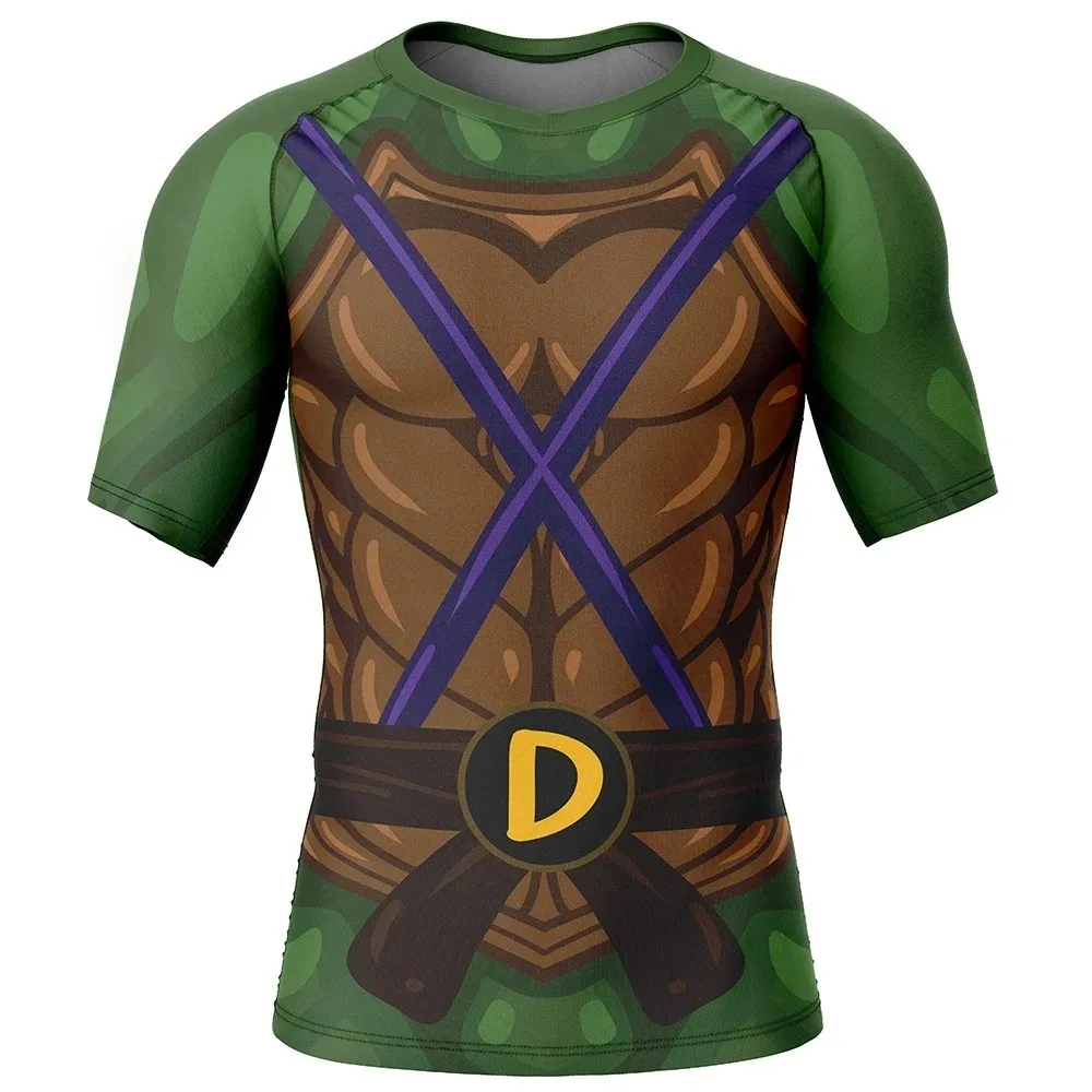 2026 Fashionable and Cool Ninja Turtle Four Brothers Double-sided Pattern 3D Bandai Series Cosplay Loose Large Size T-shirt view 3