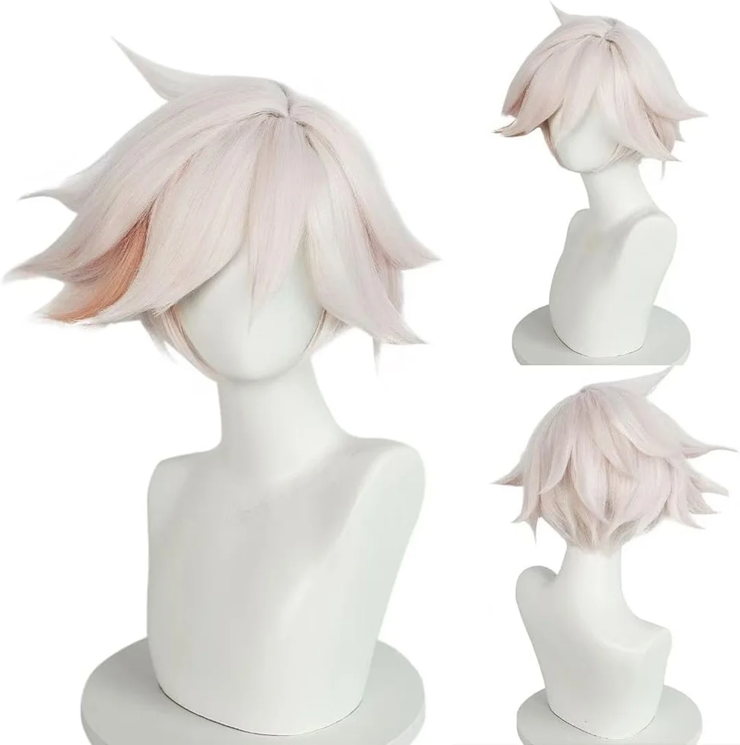 Peluca Angel Dust Cosplay, peluca rosa claro del partido del anime de Halloween
