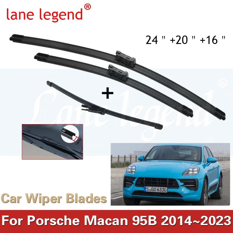 Do Porsche Macan 95B 2014~2023 Pióra wycieraczek przednich i tylnych Szczotki do czyszczenia przedniej szyby Akcesoria