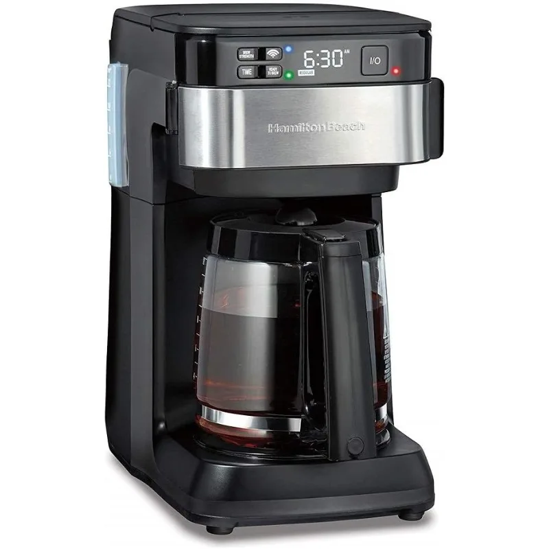 Smart coffee maker that works with Alexa, programmable, 12-cup capacity, black and stainless steel