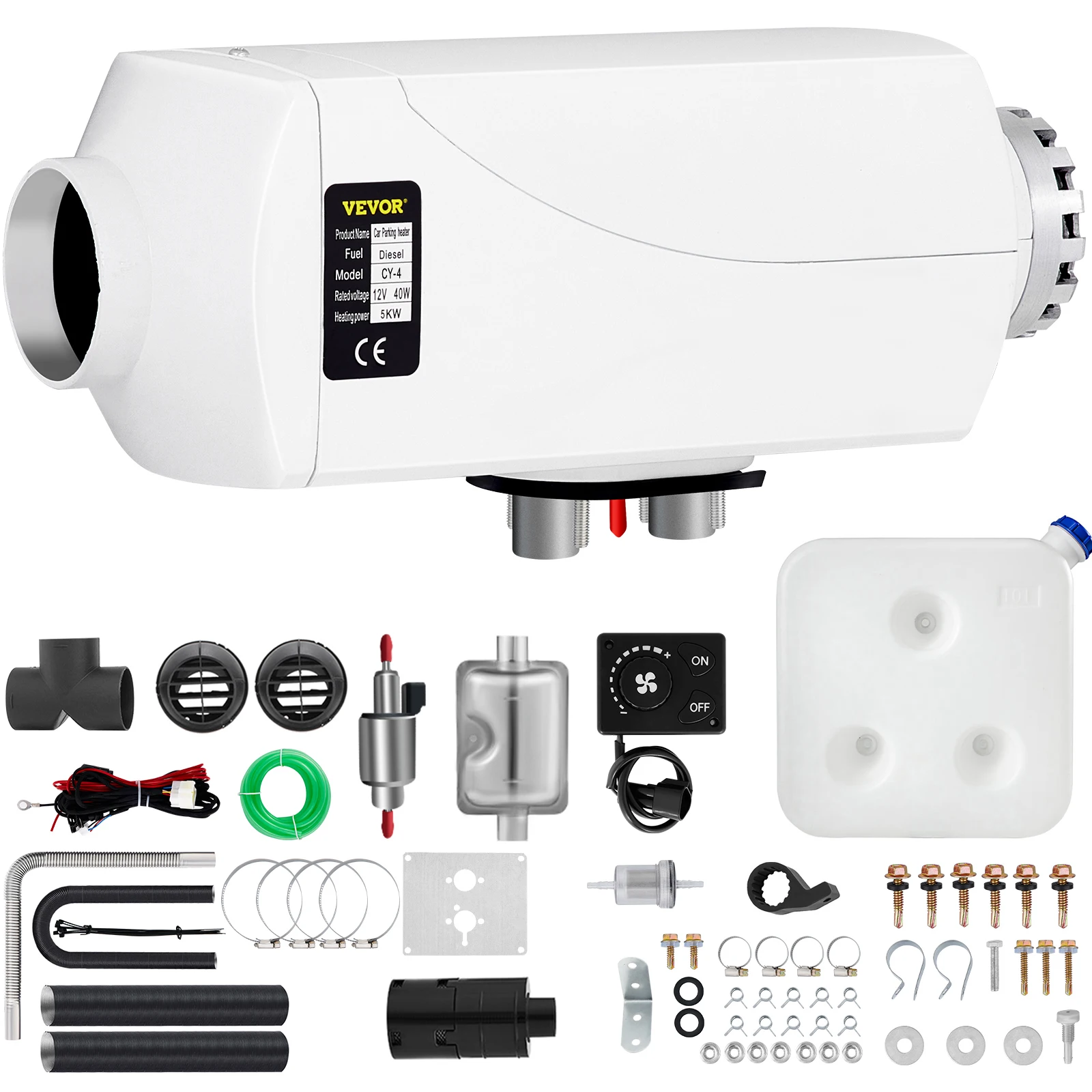 VEVOR 12V 5KW Diesel Air Heater Tank 2 x Vent Duct Thermostat Caravan Motorhome 5kw diesel air heater webasto diesel heater