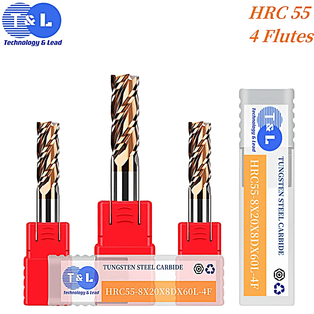 

T & L ЧПУ maching Endmills HRC55 твердосплавная Концевая фреза 1-20 мм 4 продольные фрезы Сплав Покрытия Вольфрамовая сталь режущий инструмент