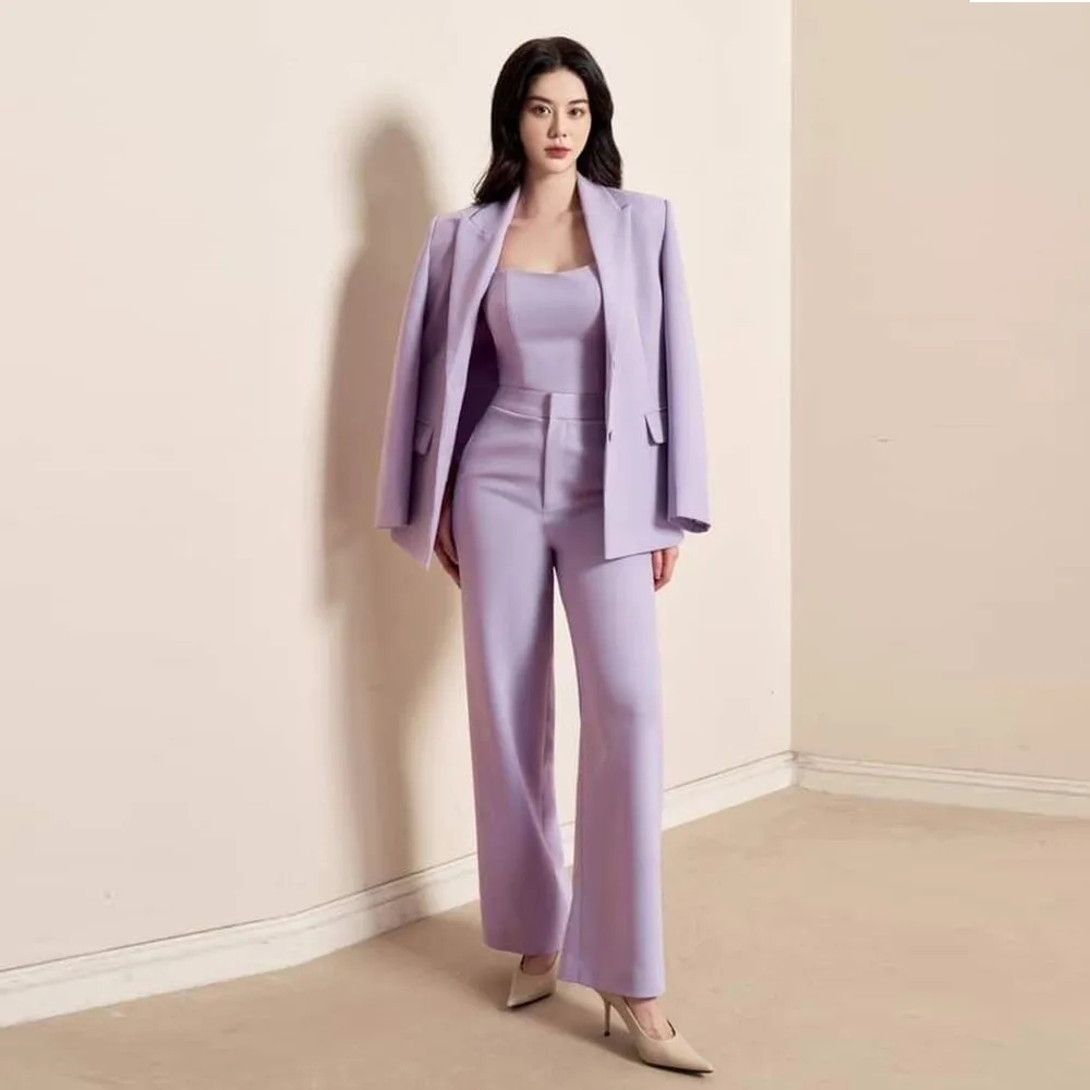 

Casual Women Suits High Quality Peak Lapel 2 Pieces Jacket Pant Formal Occasion Single Breasted Customize Female Clothing Simple