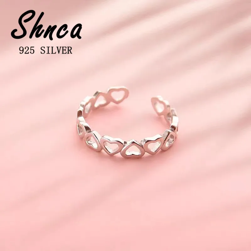 

Вечная любовь, стерлинговое серебро 925 пробы, открытые кольца с полым сердцем для женщин и девочек, ювелирные изделия высокого качества XR052