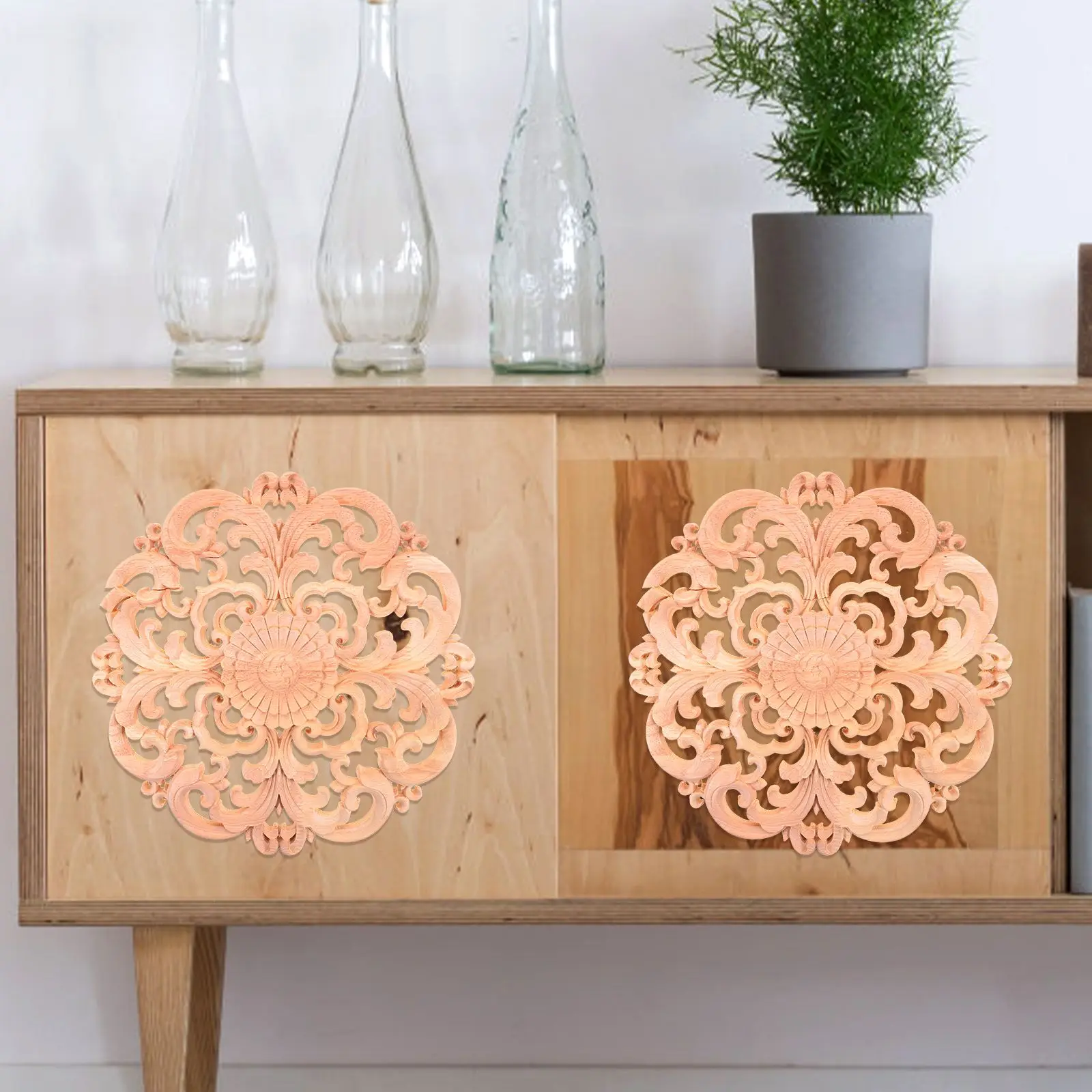 

Wood Carving Decoration Ornaments Small Appliques Furniture Bedroom Vintage Home Wall Door Craft Unpainted Solid