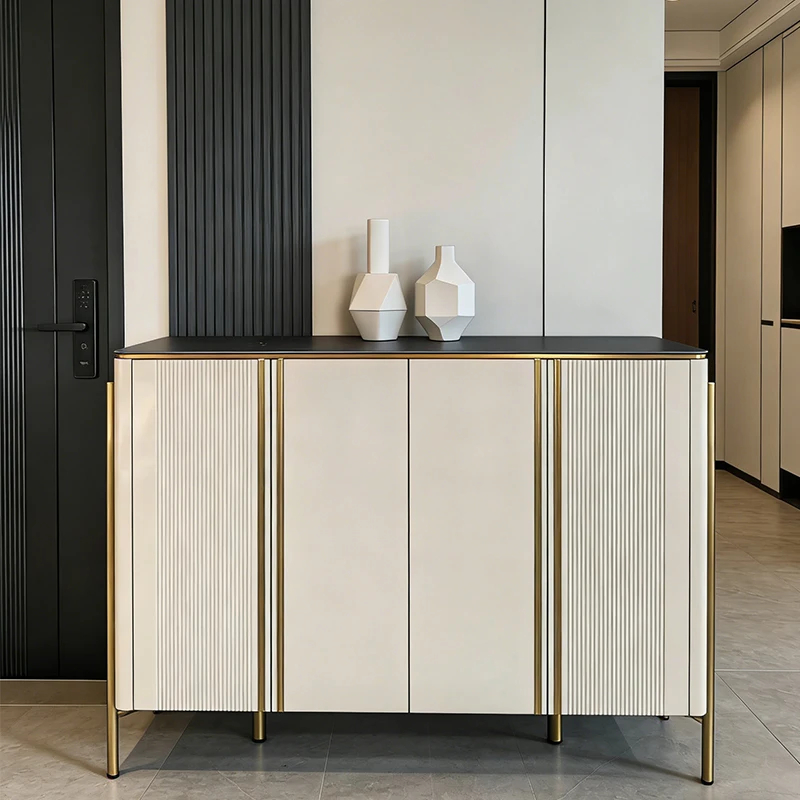 eo-Italian Light Luxury Entryway Console Minimalist Modern Sintered Stone Sideboard Living Room Storage Cabinet Room Divider^