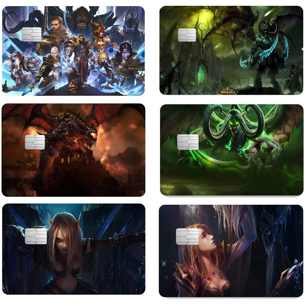 Game World Of Warcraft Anime 1 Set Of 4 Pcs Funny Shell Ultra Thin No Fade Sticker Skin Cover Film For Debit Credit Card