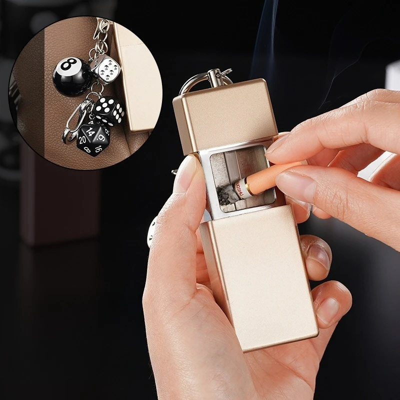 2026 Outdoor Keychain Portable Ashtray Drawer style Sealed Anti Leakage Stainless Steel Inner Tank Double Layer Non Hot Hands