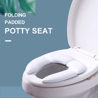 Children Training Toilet Seat Toddler Foldable Potty Seat Pads Waterproof Soft Non Slip Leather Cushion Reusable Kids Potty Ring