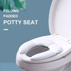 Children Training Toilet Seat Toddler Foldable Potty Seat Pads Waterproof Soft Non Slip Leather Cushion Reusable Kids Potty Ring