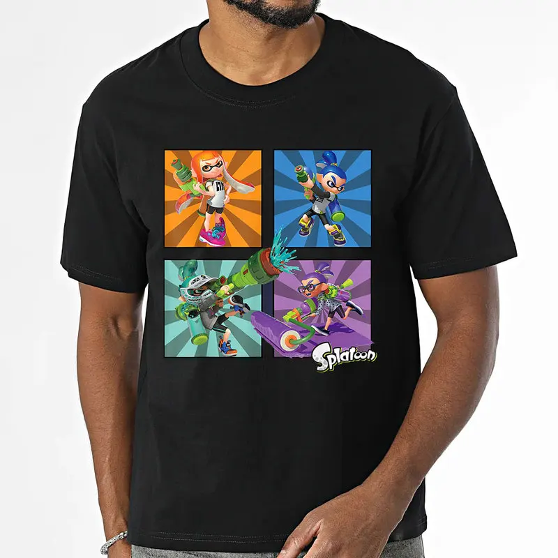 Cute Cartoon Videogame Splatoon Gift T Shirt for Gamer 1231 Short Sleeve Graphic Clothes 100% cotton Unisex Tee US Size S-6XL